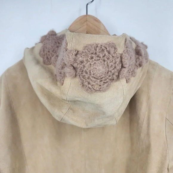 Boston Proper Women's Crocheted & Embroidered Long Leather Duster Jacket Size 16 - Picture 9 of 13